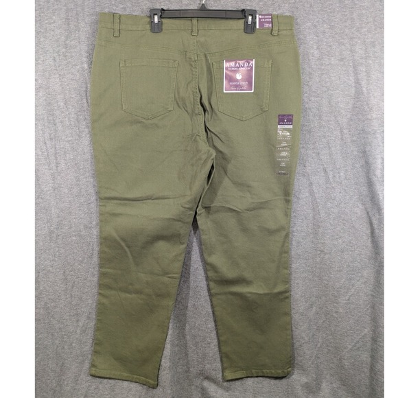 Gloria Vanderbilt Womens Amanda Slimming Jeans Army Green Tapered Leg Size 20W - Picture 2 of 6